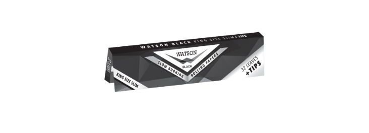 Watson King Size Slim + Tips - Closing Flap Black